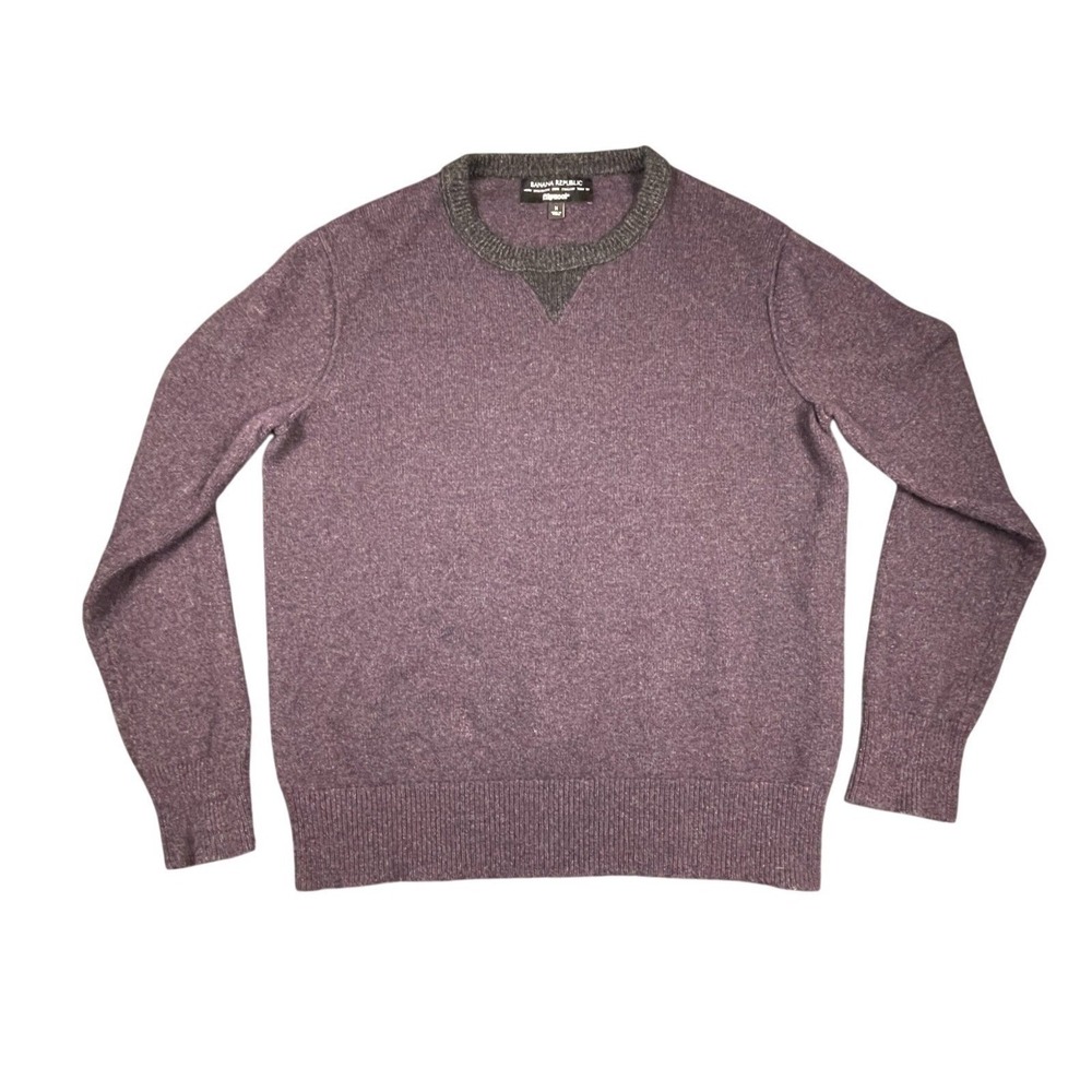 Banana Republic Mens Burgundy Filpucci Italian Yarn Crew Neck Knit Dad Sweater M